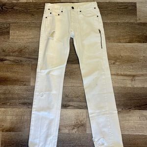 NEIL BARRETT. Made in Italy. Size USM 30. Slim White Distressed Jeans.